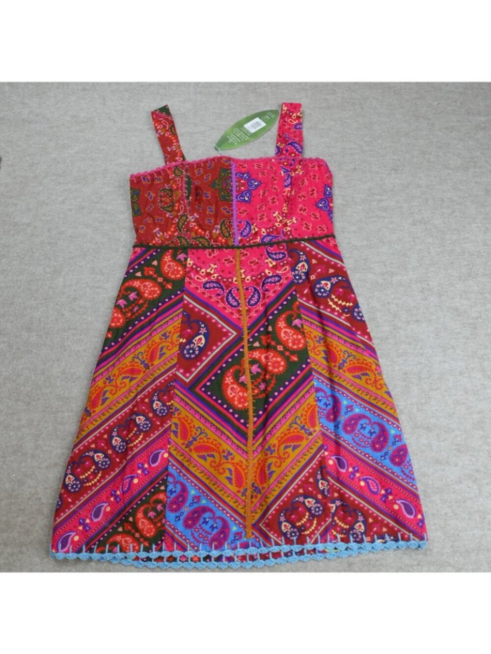 Farm Rio Womens Dress Medium Red Paisley Linen Blend NEW READ - Picture 15 of 15